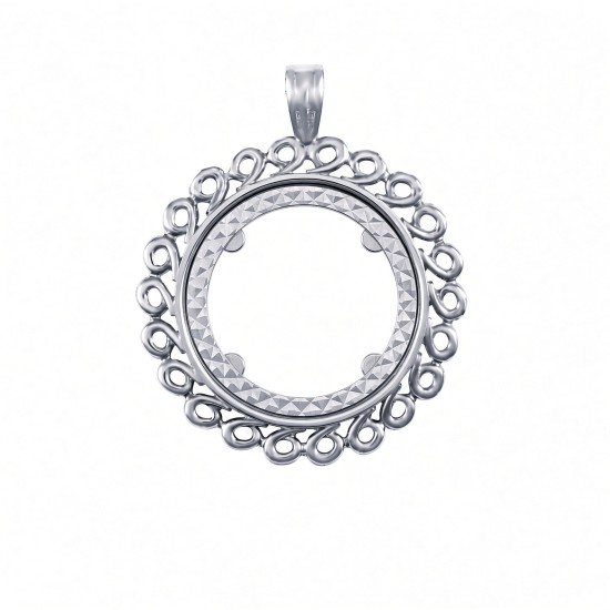 925 Silver Full Sovereign Pendant Mount Swirl Design