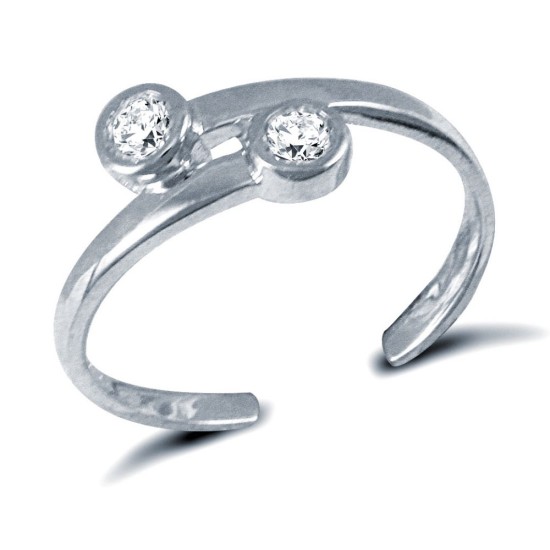 ATR020 | 925 Silver Cross Over CZ Set Toe Ring