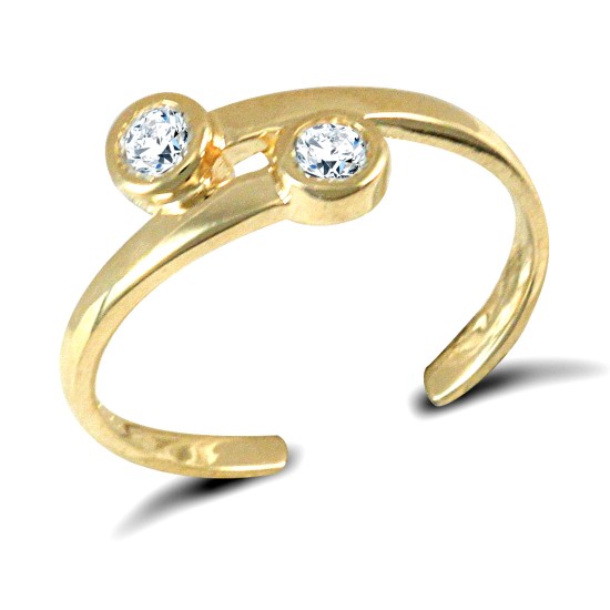 ATR020-GP | 925 Silver Gold Plated Cross Over CZ Set Toe Ring