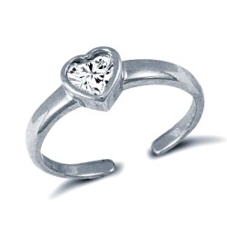 ATR021 | 925 Silver CZ Set Heart Toe Ring