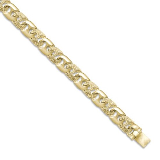 JBB282-9 | 9ct Gold Cast Engraved & Polished Heavy Anchor Bracelet