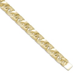 JBB283-9 | 9ct Gold Cast Engraved & Polished Heavy Anchor Bracelet