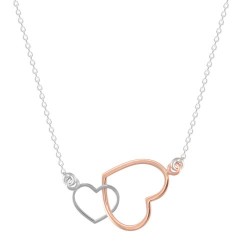 JBB353 | 9ct White Gold Double Rose Heart On White Chain