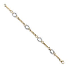 JBB363-14CT-16 | 14ct Yellow and White Solid Bi Colour Oval Link Chain Chain