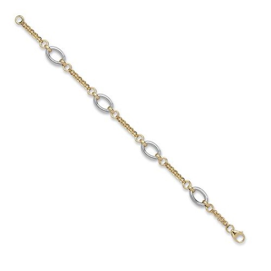 JBB363-14CT-18 | 14ct Yellow and White Solid Bi Colour Oval Link Chain Chain