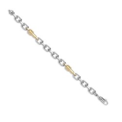 JBB367-14CT-16 | 14ct White and Yellow Solid Bi Colour Cable & Bollard Chain Chain