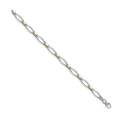 JBB373-14CT | 14ct White and Yellow Solid Bi Colour Bracelet