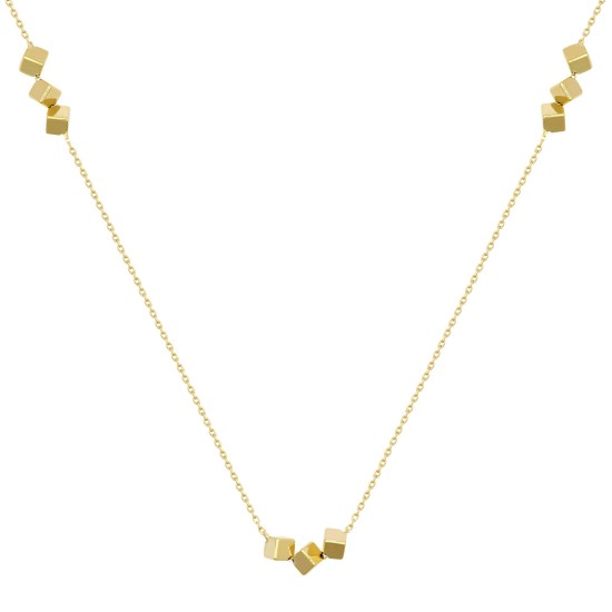 JBB388-18 | 9ct Gold Cube & Rolo Necklace