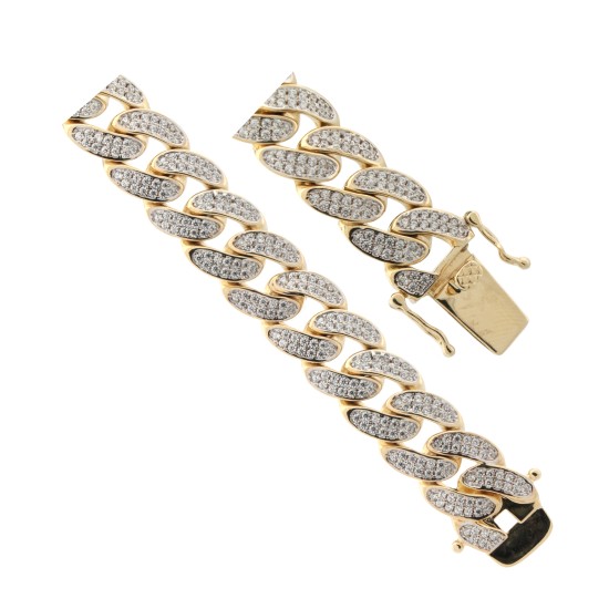 JBB407-8.5 | 9ct Yellow Gold CZ Set Cuban Bracelet