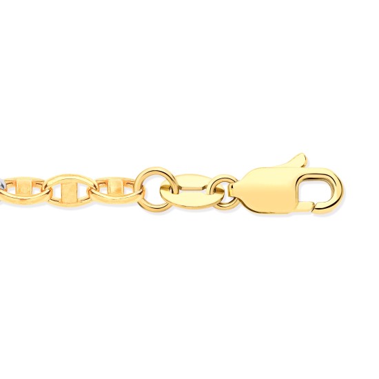 JBB409-7.5 | 9ct Yellow Gold Hollow Marine 3.4mm Bracelet