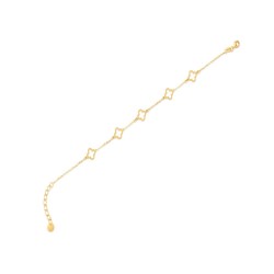 JBB450 | 9ct Yellow Gold Cable Link Clover Bracelet 6.5+1 inch length