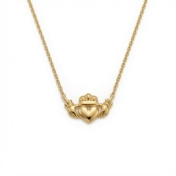 9ct Yellow Gold Claddagh Heart Pendant Necklace
