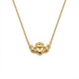 9ct Yellow Gold Claddagh Heart Pendant Necklace