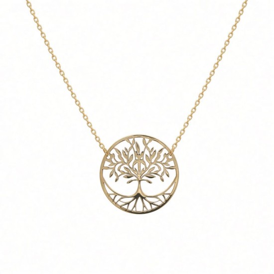 9ct Yellow Gold Tree Of Life Necklace - 18"