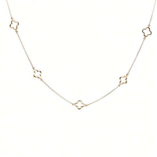9ct Yellow Gold Multi Clover Necklace - 18"