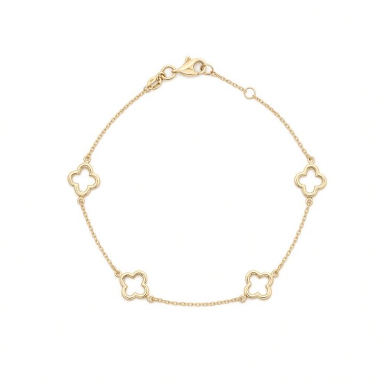 9ct Yellow Gold Multi Clover Bracelet - 7.5"