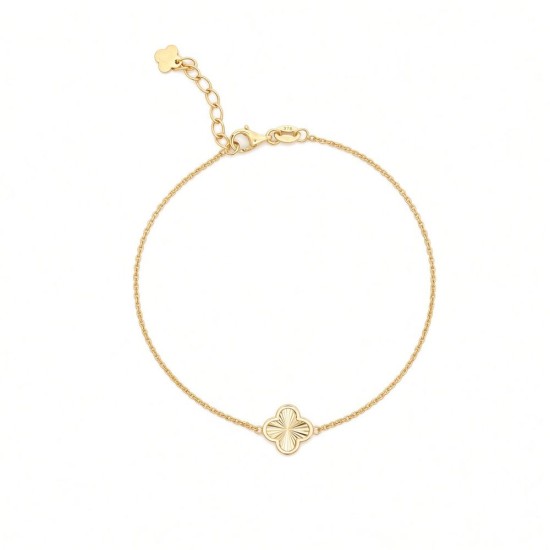 9ct Yellow Gold Double Sided Clover Bracelet - 7.5"