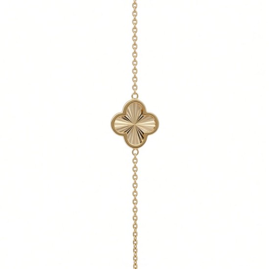 9ct Yellow Gold Double Sided Clover Bracelet - 7.5"