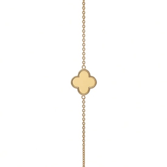 9ct Yellow Gold Double Sided Clover Bracelet - 7.5"