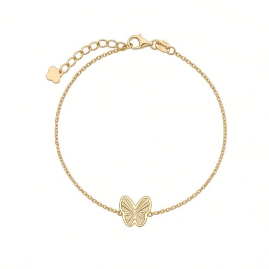 9ct Yellow Gold Double Sided Butterfly Bracelet - 7.5"