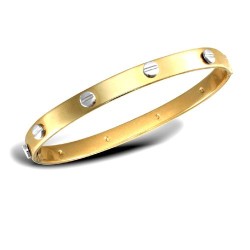 JBG042A | Gents Yellow with White Screws Solid Screw Bangle