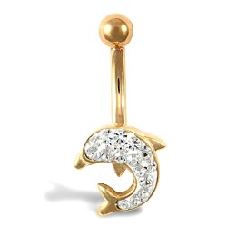 JBJ120 | 9ct Yellow White Crystal Dolphin Belly Bar