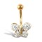 JBJ121 | 9ct Yellow White Crystal Butterfly Belly Bar