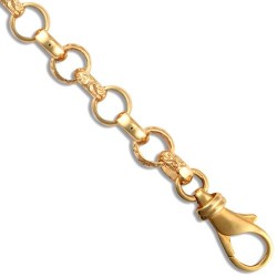 JCN001L-24 | 9ct Yellow Gold Hand Assembled Engraved Cast Belcher 7.0mm Gauge Chain