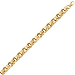 JCN105A-9.5 | 9ct Yellow Gold Cast Patterned & Plain Belcher 17.5mm Gauge Bracelet