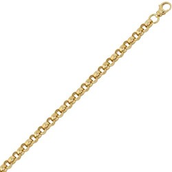 JCN001T-8.5 | 9ct Yellow Gold Cast Patterned & Plain Belcher 8.3mm Gauge Bracelet
