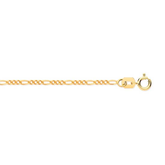 JCN004B-24 | 9ct Yellow Gold Diamond Cut Figaro 2.3mm Chain