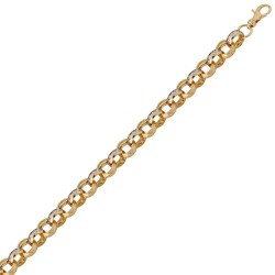 JCN079A-22 | 9ct Yellow Gold CZ set and Patterened Belcher 13.5mm Gauge Chain