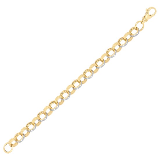 JCN079B-22 | 9ct Yellow Gold CZ set and Patterened Belcher 11mm Gauge Chain