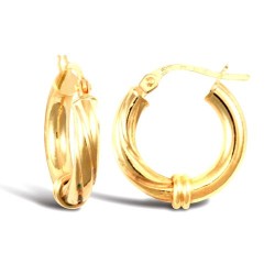 JER078 | 9ct Yellow Gold Half Twist Hoop Earrings - 3mm Tube