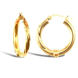 JER079 | 9ct Yellow Gold Half Twist Hoop Earrings - 3mm Tube