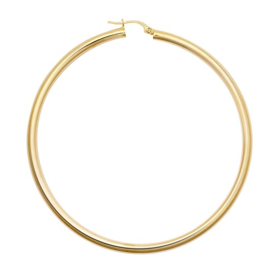 JER179F | 9ct yellow gold 3mm polished round-tube creole hoops.