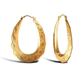 JER277 | 9ct Yellow Gold Oval Diamond Cut Earrings