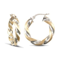 JER438C | 9ct White And Yellow Gold Hoop Earrings