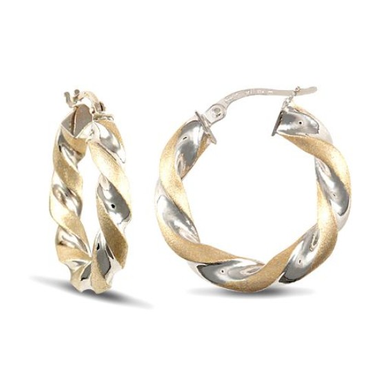JER438B | 9ct White And Yellow Gold Hoop Earrings