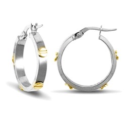 JER446B | 9ct Yellow & White Gold 3mm Hoop Earring