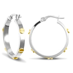 JER446C | 9ct Yellow & White Gold 3mm Hoop Earring