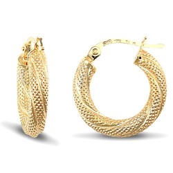 JER457A | 9ct Yellow Gold Frosted Hoop Earrings