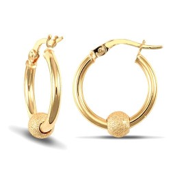 JER476A | 9ct yellow gold 2mm polished round-tube creole hoops + Ball.