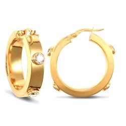 JER482A | 9ct Yellow Gold Hoop Earrings With Cubic Zirconia Stones