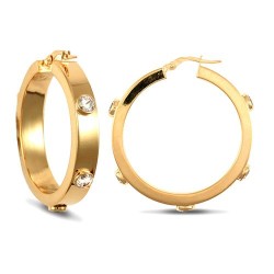 JER482B | 9ct Yellow Gold Hoop Earrings With Cubic Zirconia Stones