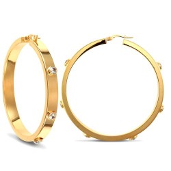 JER482D | 9ct Yellow Gold Hoop Earrings With Cubic Zirconia Stones