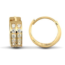 JER521 | 9ct Yellow Gold Huggie Earrings With Cubic Zirconia Stones