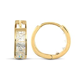 JER522 | 9ct Yellow Gold Huggie Earrings With Cubic Zirconia Stones