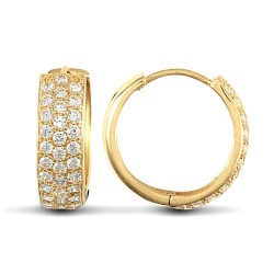 JER525 | 9ct Yellow Gold Huggie Earrings With Cubic Zirconia Stones