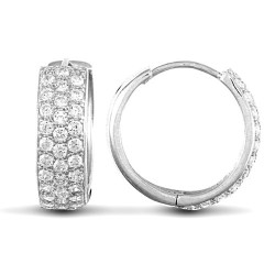 JER526 | 9ct White Gold Huggie Earrings With Cubic Zirconia Stones